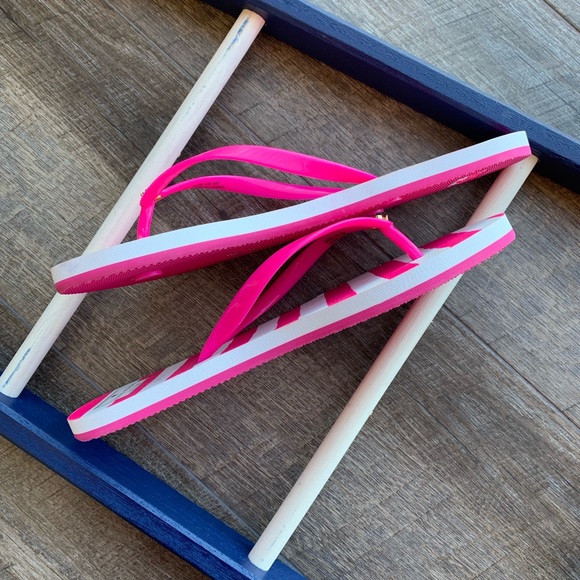 NWOT Kate Spade Bright Pink Striped Sandals - Picture 3 of 8